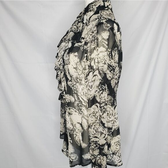 CABI #555 irresistible ruffle floral polyester top blouse‎ S - Picture 5 of 10
